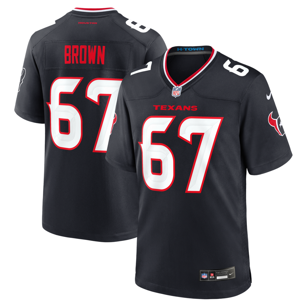 Men's Houston Texans Evan Brown Nike Navy Team Game Jersey - SUjersey01
