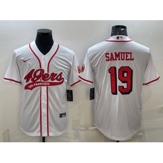 Men's San Francisco 49ers #19 Deebo Samuel New White With Patch Cool Base Stitched Baseball Jersey - Ujersey