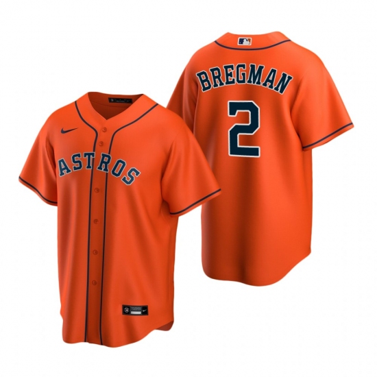 Men's Nike Houston Astros #2 Alex Bregman Orange Alternate Stitched Baseball Jersey - Ujersey