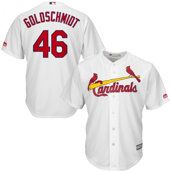 Men's St. Louis Cardinals #46 Paul Goldschmidt Majestic White Home Official Cool Base Player Jersey - Ujersey