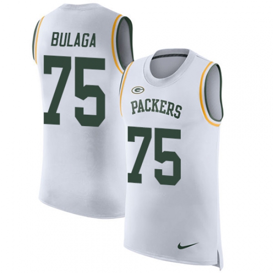 Men's Nike Green Bay Packers #75 Bryan Bulaga Limited White Rush Player Name & Number Tank Top NFL Jersey - Ujersey