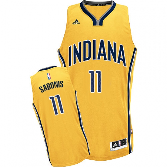 Men's Adidas Indiana Pacers #11 Domantas Sabonis Swingman Gold Alternate NBA Jersey - Ujersey