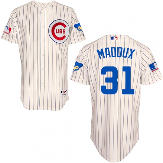 Men's Majestic Chicago Cubs #31 Greg Maddux Authentic Cream 1969 Turn Back The Clock MLB Jersey - Ujersey