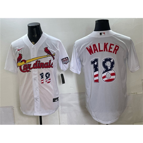 Men's St. Louis Cardinals #18 Jordan Walker White USA 250 Fourth of July Stitched Baseball Jersey - Ujersey