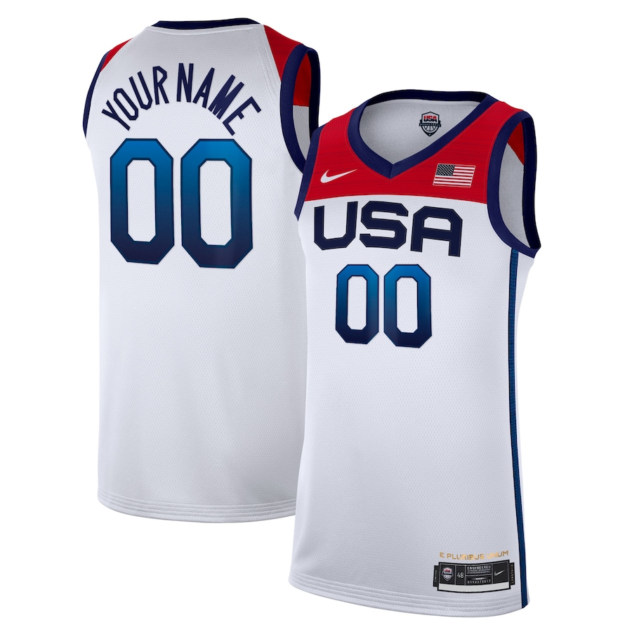 Men's USA Basketball Nike White Limited Custom Jersey - SUjersey01
