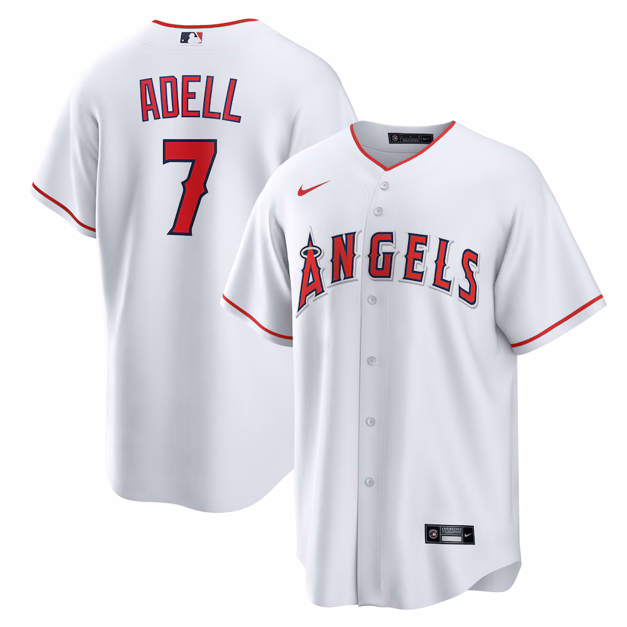 Men's Los Angeles Angels Jo Adell Nike White Home Replica Jersey - SUjersey01