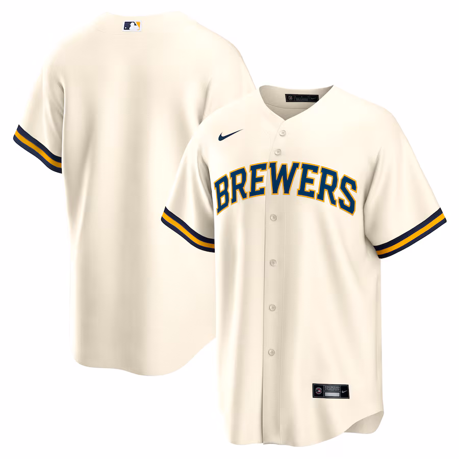 Men's Milwaukee Brewers Nike Cream Home Replica Team Jersey - SUjersey01