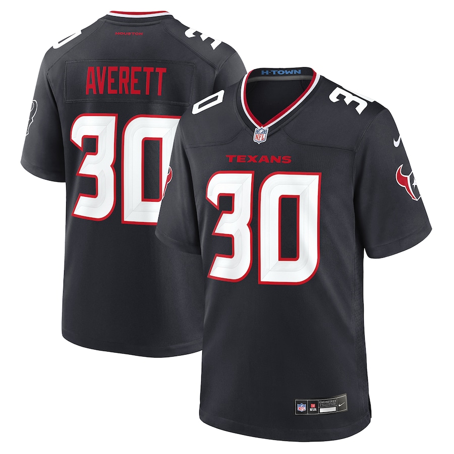 Men's Houston Texans Anthony Averett Nike Navy Team Game Jersey - SUjersey01