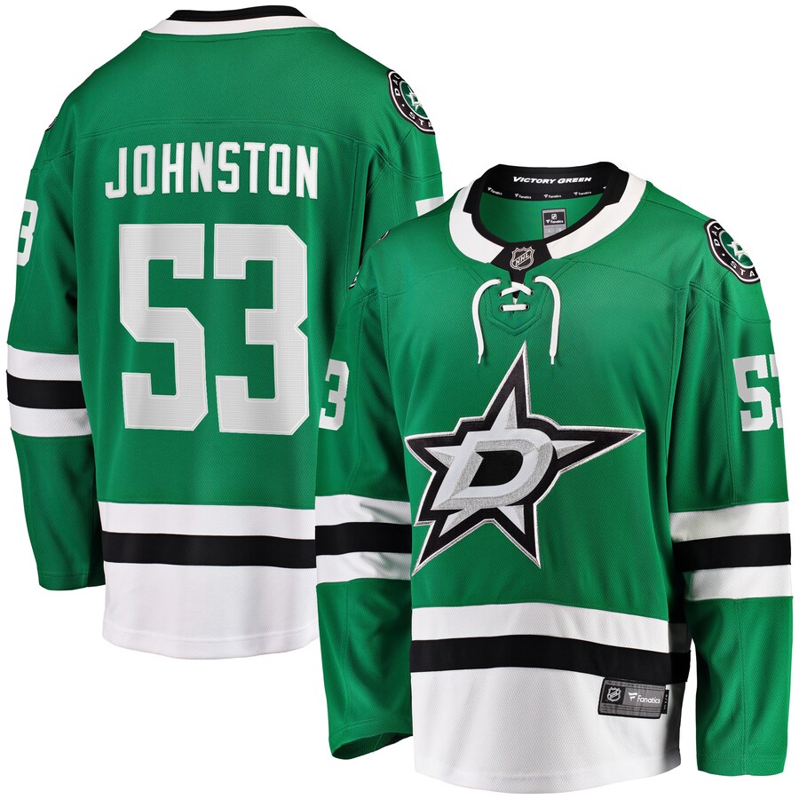 Men's Dallas Stars Wyatt Johnston Fanatics Branded Kelly Green Home Breakaway Player Jersey - SUjersey01