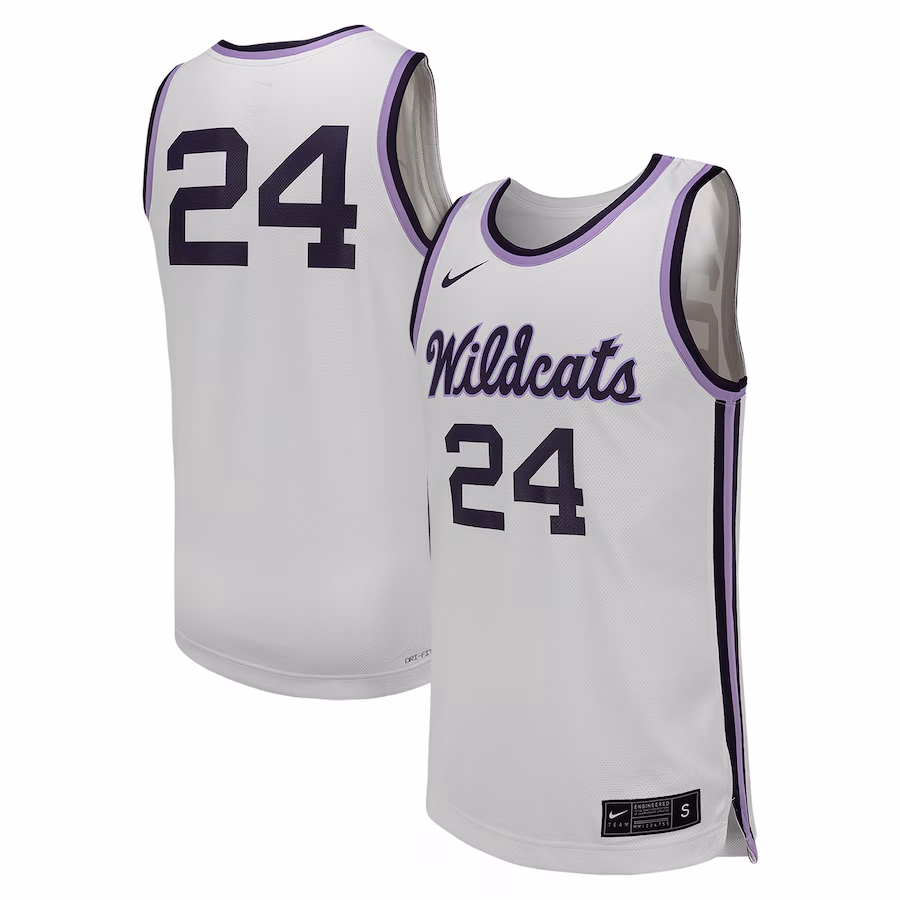 Men's Nike #24 White Kansas State Wildcats Replica Basketball Jersey - SUjersey01