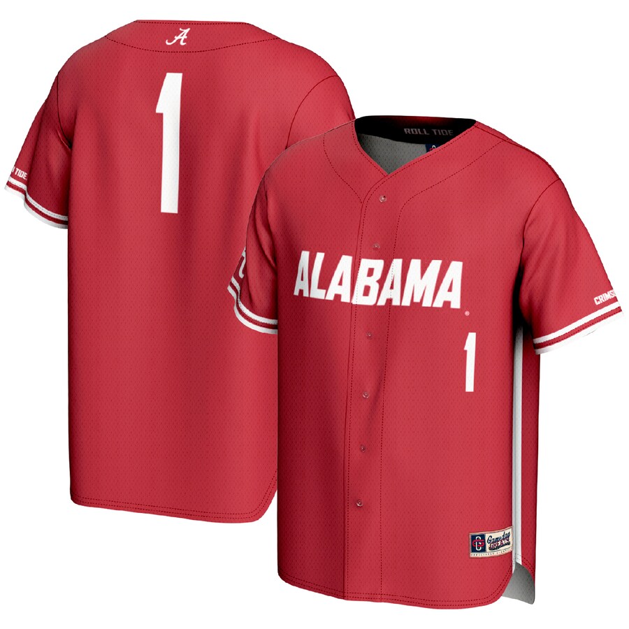 #1 Alabama Crimson Tide GameDay Greats Lightweight Baseball Fashion Jersey - Crimson - SUjersey01
