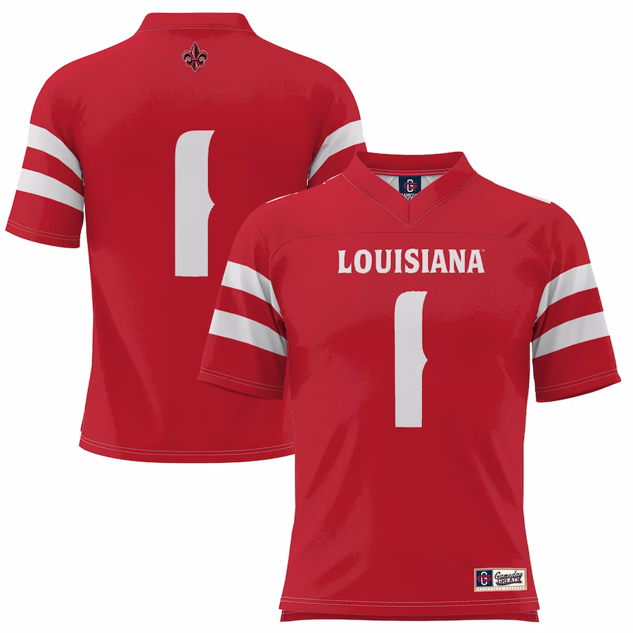 #1 Louisiana Ragin' Cajuns GameDay Greats Youth Football Jersey - Red - SUjersey01