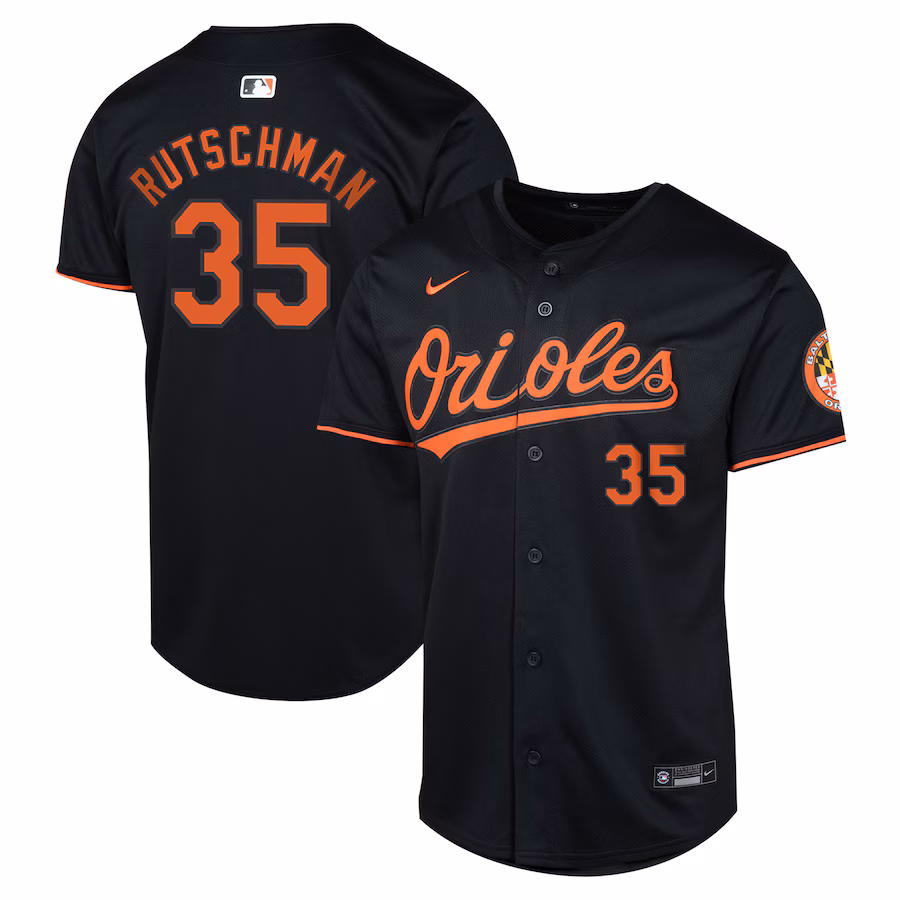 Youth Baltimore Orioles Adley Rutschman Nike Black Alternate Limited Player Jersey - SUjersey01