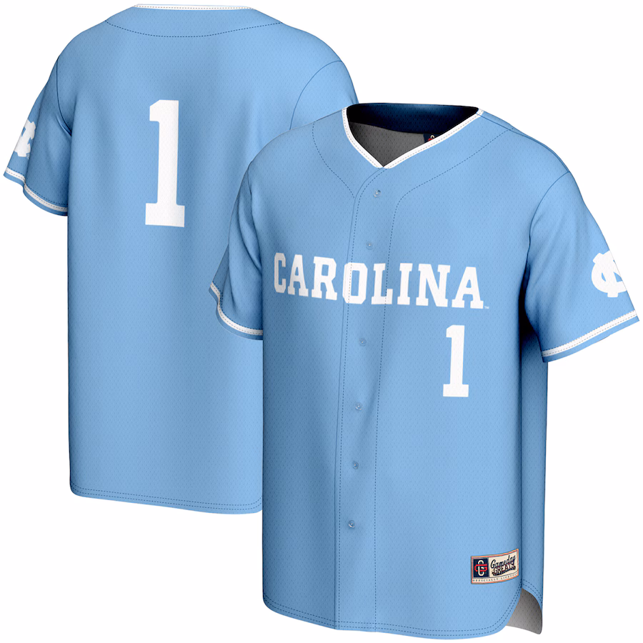 Men's GameDay Greats #1 Carolina Blue North Carolina Tar Heels Lightweight Baseball Jersey - SUjersey01