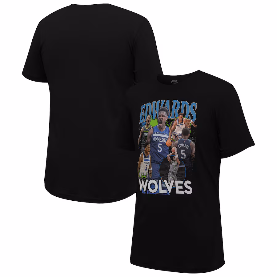 Unisex Minnesota Timberwolves Anthony Edwards Stadium Essentials Black Player Crossroads T-Shirt - SUjersey01