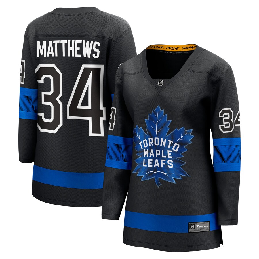 Women's Toronto Maple Leafs Auston Matthews Fanatics Branded Black Alternate Premier Breakaway Reversible Player Jersey - SUjersey01