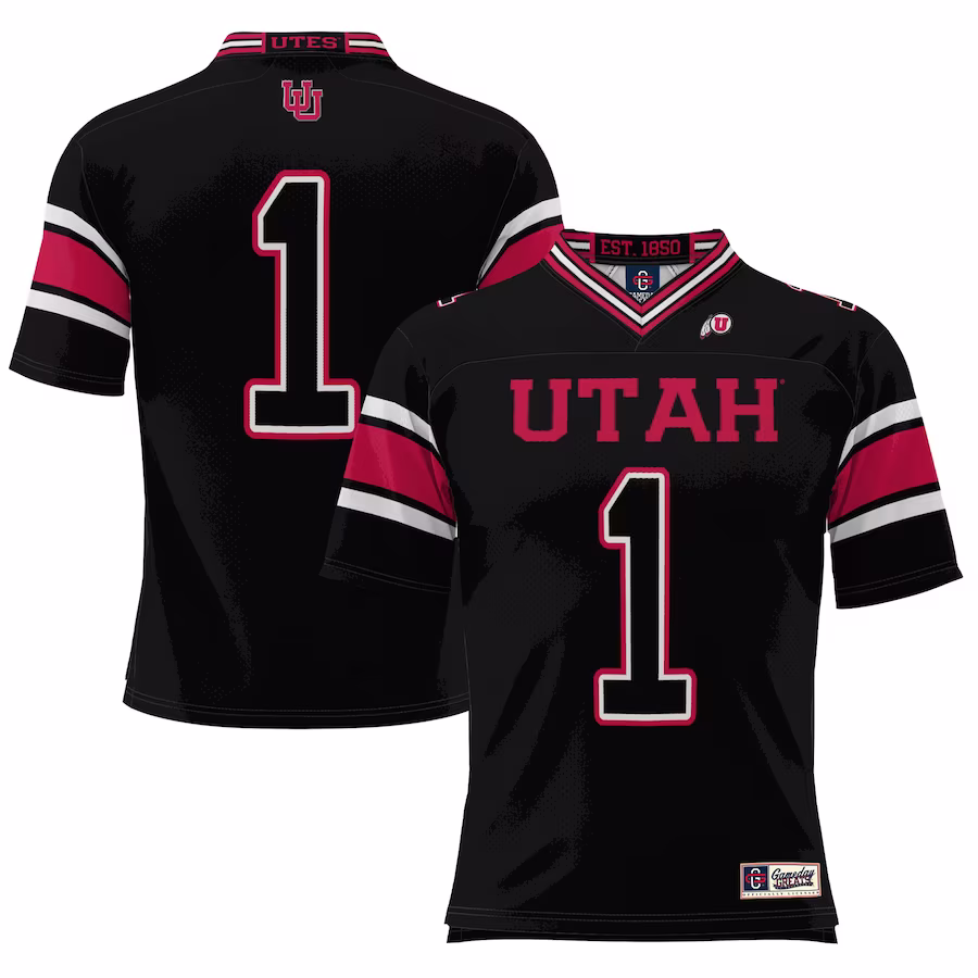#1 Utah Utes GameDay Greats Youth Football Jersey - Black - SUjersey01