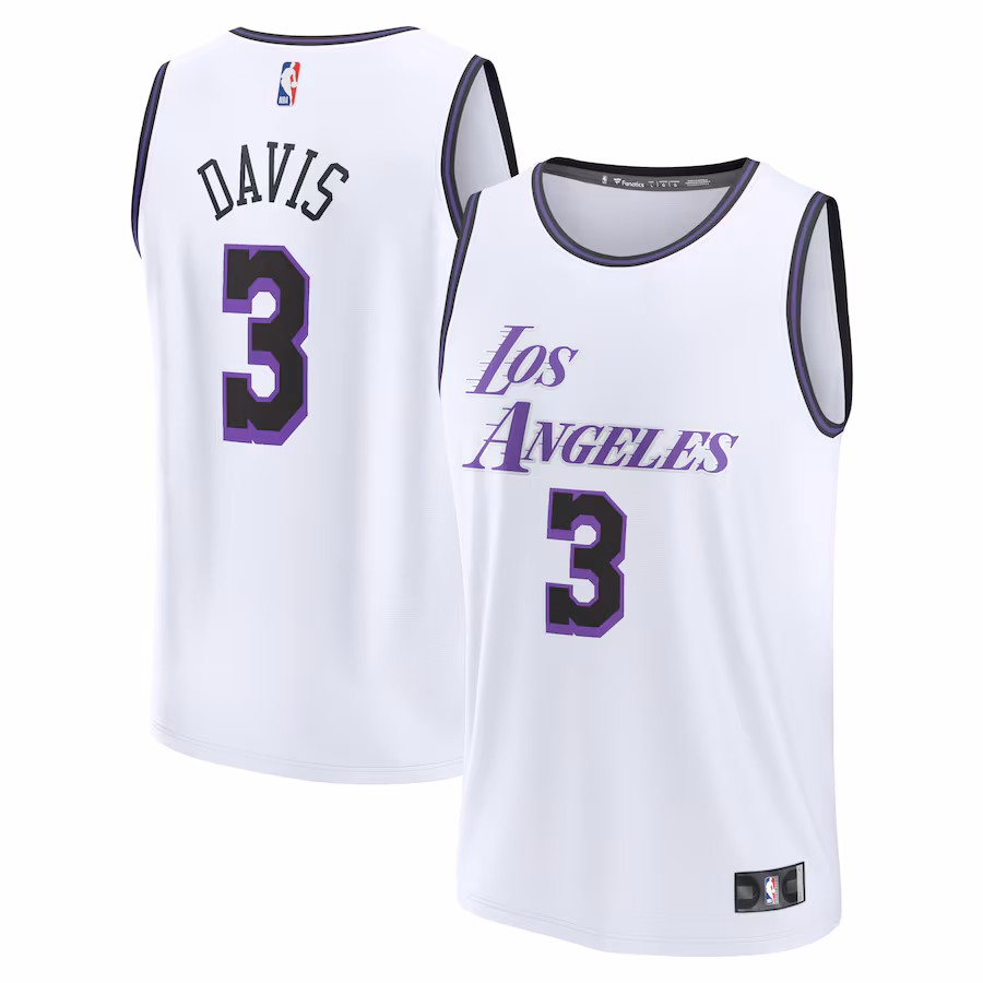 Men's Los Angeles Lakers Anthony Davis Fanatics White Fastbreak Jersey - City Edition - SUjersey01