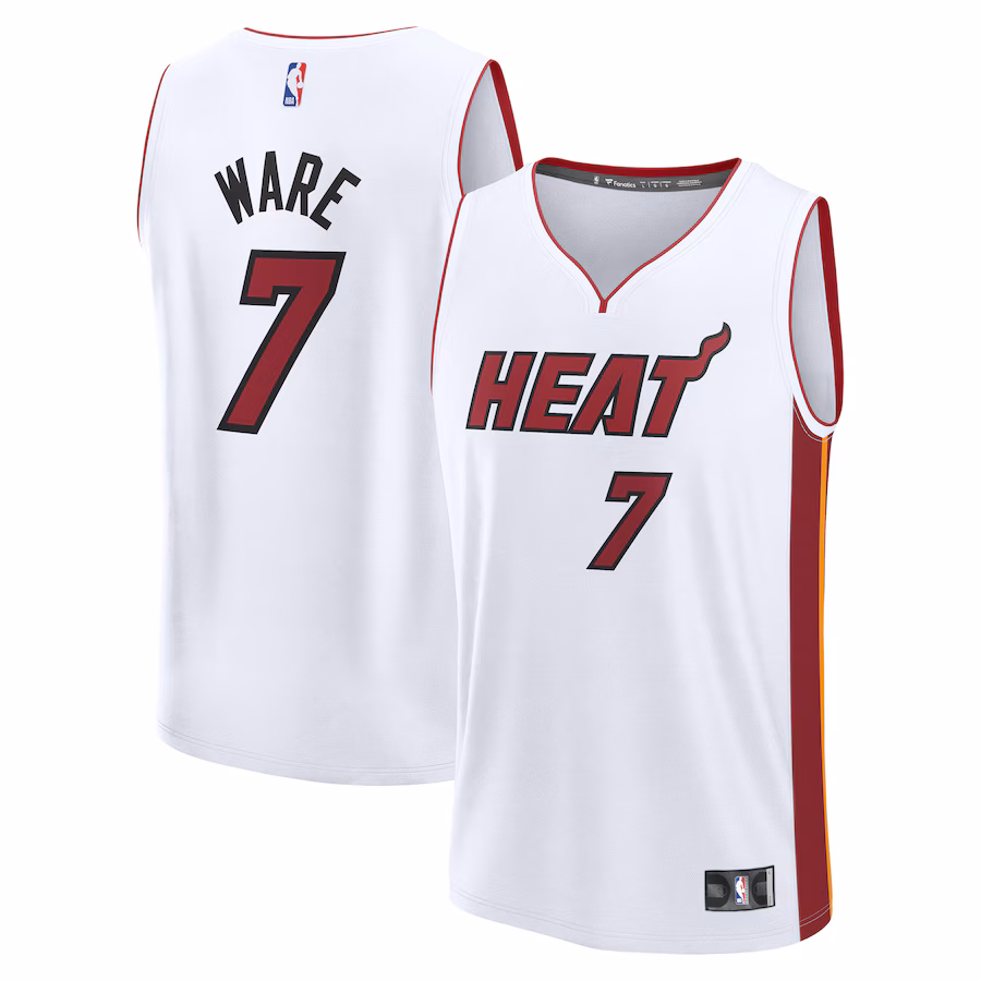 Men's Miami Heat Kel'el Ware Fanatics White Fast Break Replica Player Jersey - Association Edition - SUjersey01