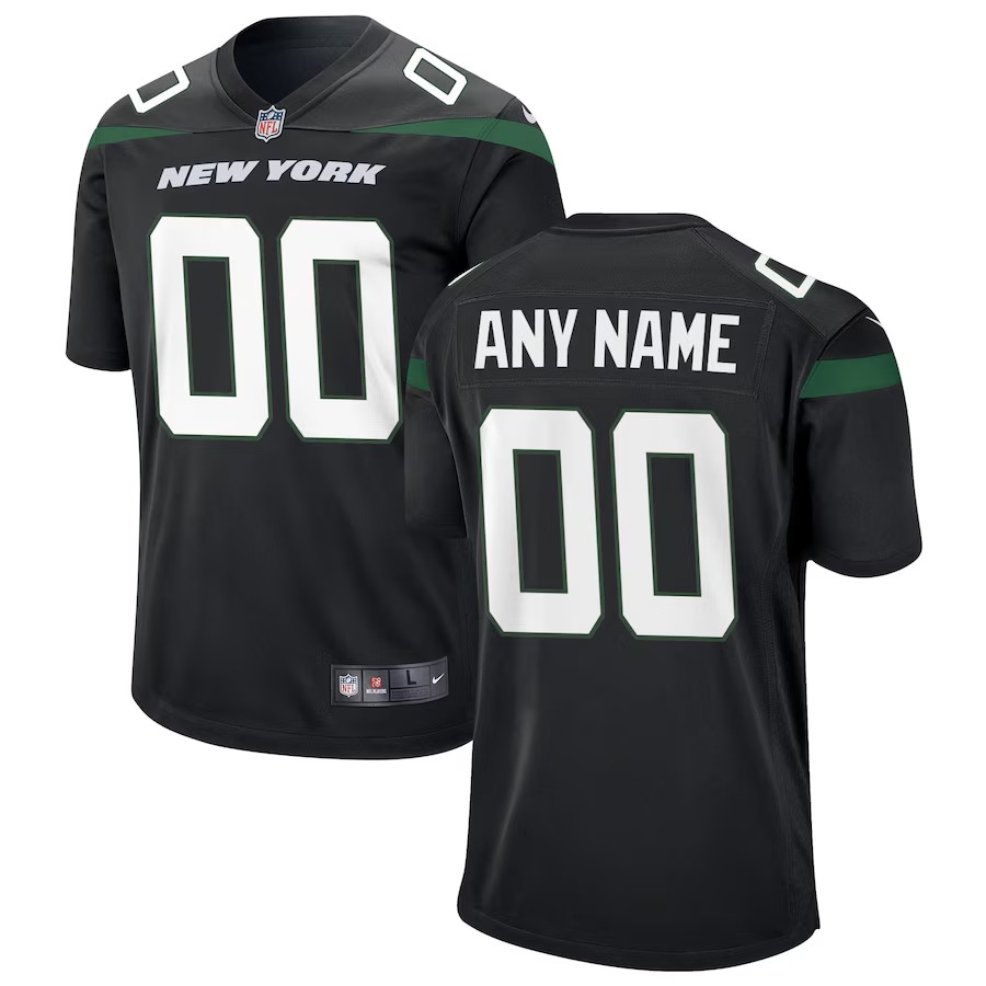 Men's New York Jets Nike Stealth Black Alternate Custom Game Jersey - SUjersey01