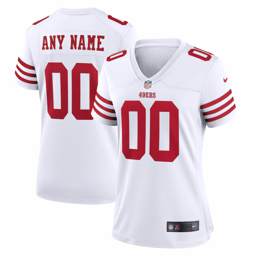 Women's San Francisco 49ers Nike White Game Custom Jersey - SUjersey01