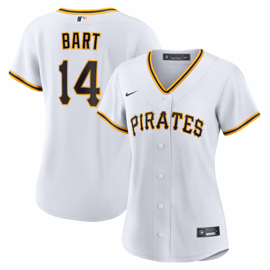 Women's Pittsburgh Pirates Joey Bart Nike White Home Replica Jersey - SUjersey01