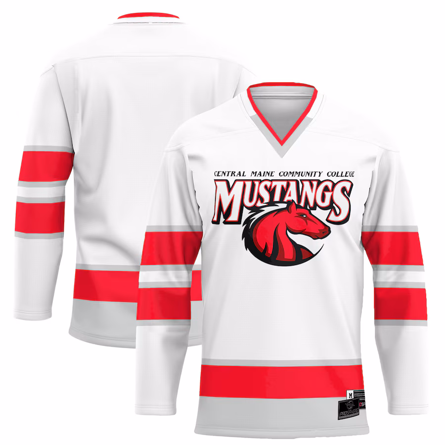 Men's ProSphere White Central Maine Community College Hockey Jersey - SUjersey01