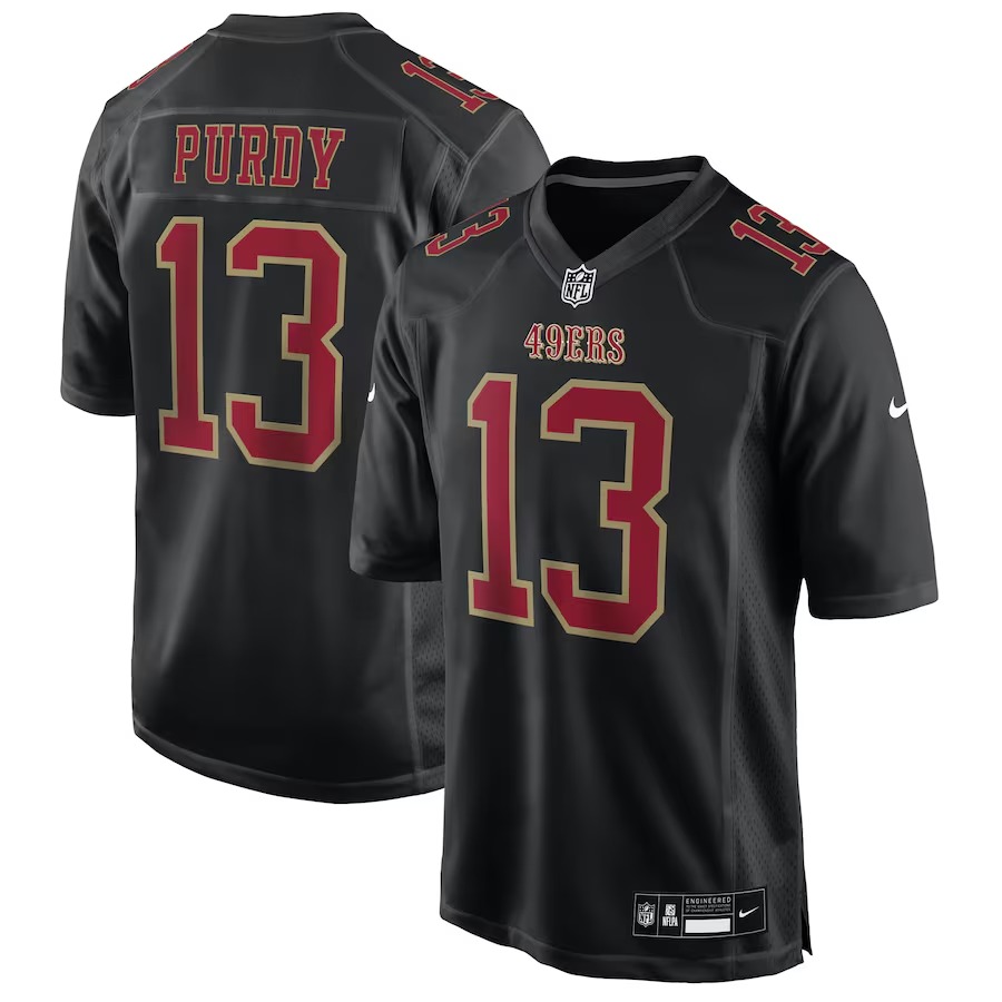 Men's San Francisco 49ers Brock Purdy Nike Carbon Black Fashion Game Jersey - SUjersey01