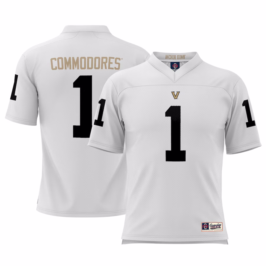 #1  Vanderbilt Commodores GameDay Greats Youth Football Jersey - White - SUjersey01