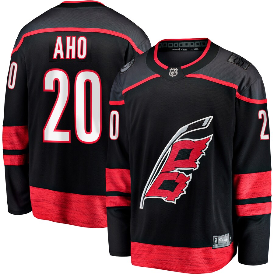 Men's Carolina Hurricanes Sebastian Aho Fanatics Branded Black Home Premier Breakaway Player Jersey - SUjersey01