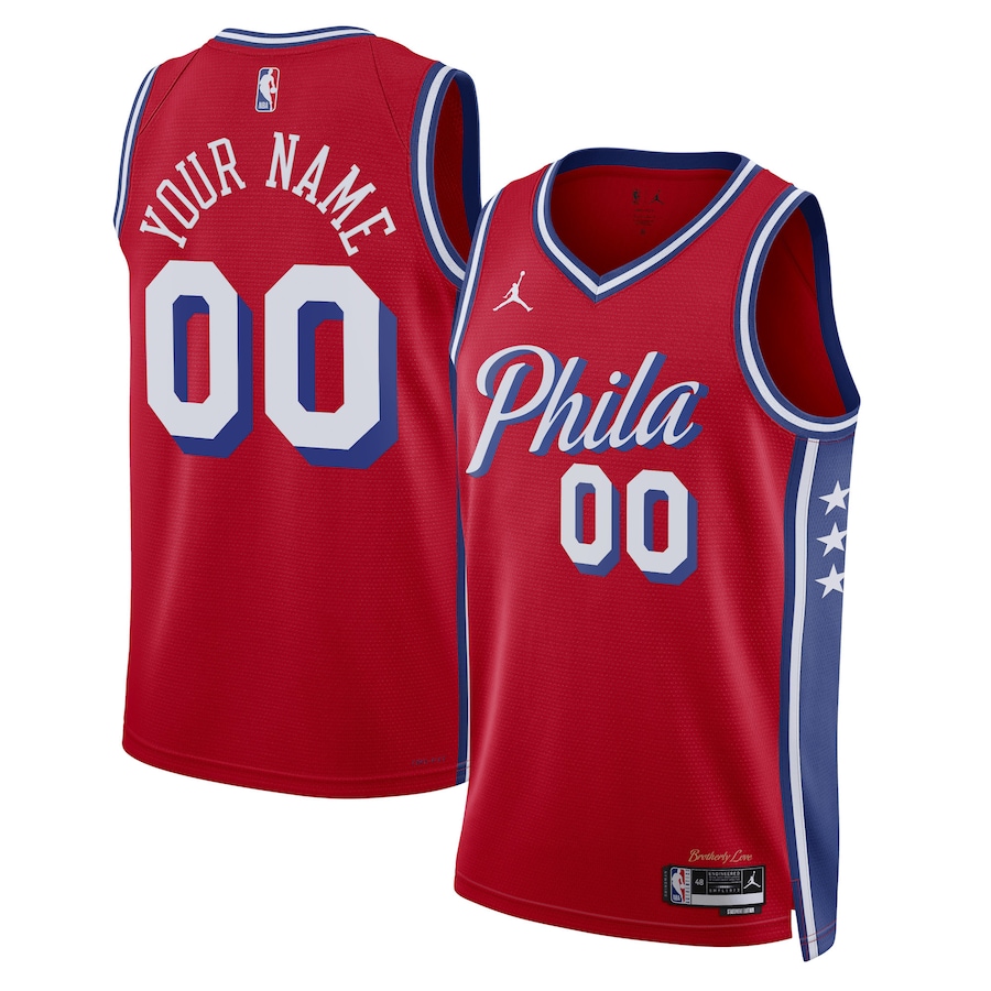 Unisex Philadelphia 76ers Jordan Brand Red 2022/23 Swingman Custom Jersey - Statement Edition - SUjersey01