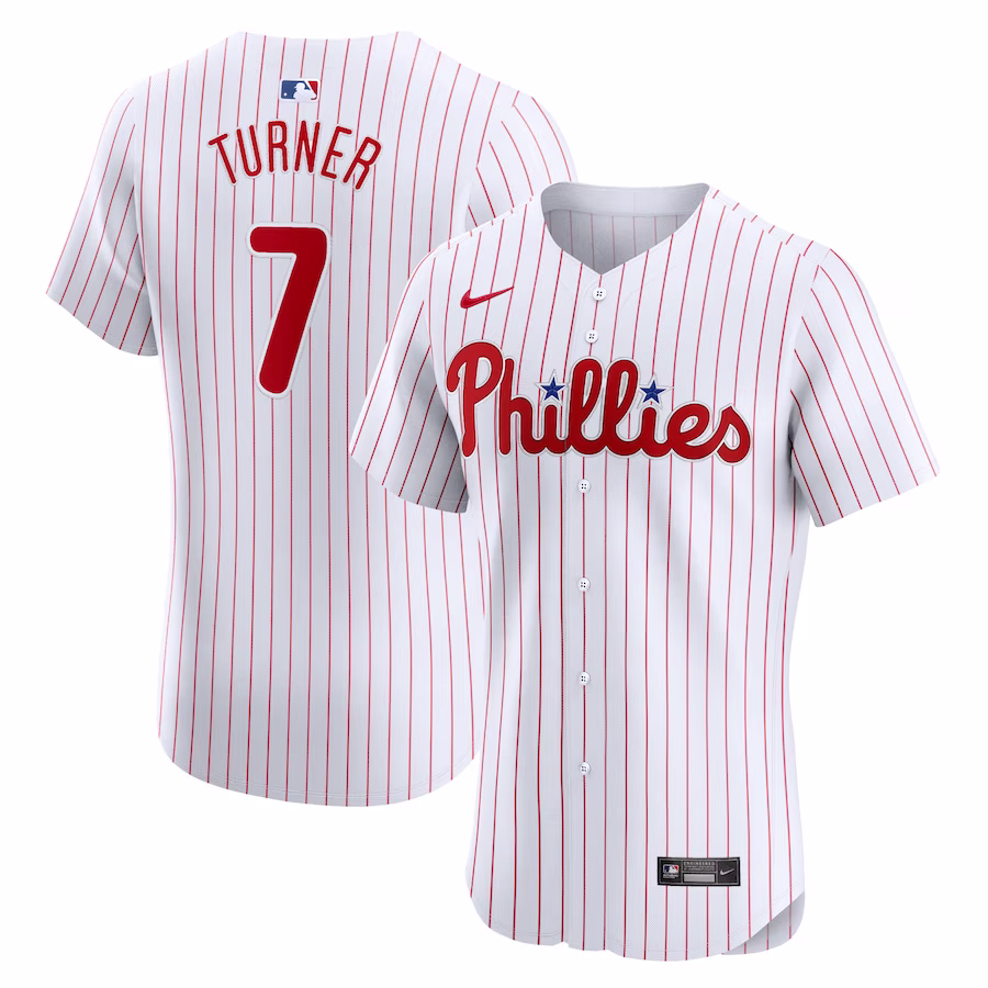 Men's Philadelphia Phillies Trea Turner Nike White Home Elite Jersey - SUjersey01