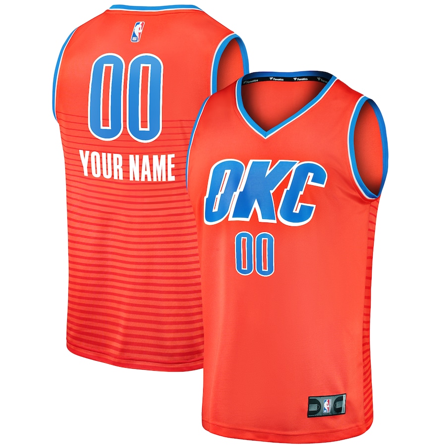 Men's Oklahoma City Thunder  Fanatics Orange  Fast Break Custom Replica Jersey - Statement Edition - SUjersey01