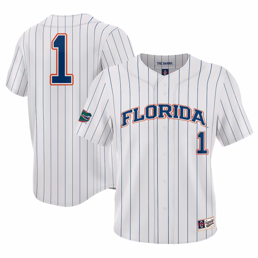 #1 Florida Gators GameDay Greats Lightweight Baseball Jersey - White - SUjersey01