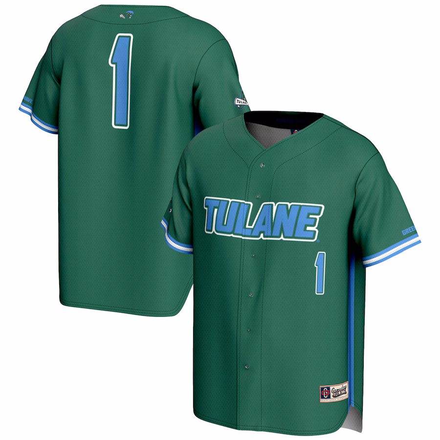 Youth GameDay Greats #1 Green Tulane Green Wave Lightweight Baseball Jersey - SUjersey01