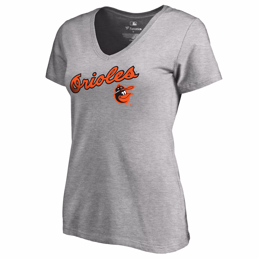 Women's Baltimore Orioles Ash Cooperstown Collection Wahconah V-Neck T-Shirt - SUjersey01
