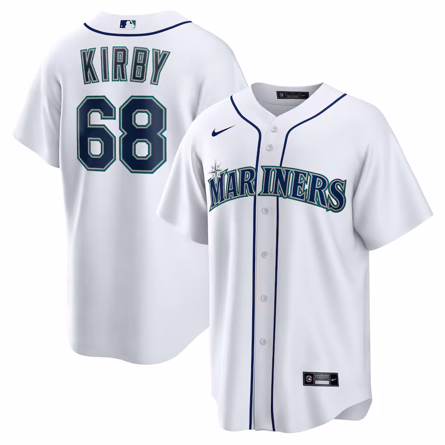 Men's Seattle Mariners George Kirby Nike White Home Replica Jersey - SUjersey01