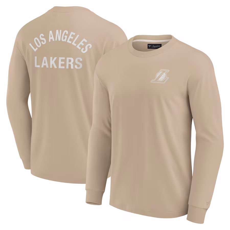 Unisex Los Angeles Lakers Fanatics Khaki Elements Super Soft Long Sleeve T-Shirt - SUjersey01