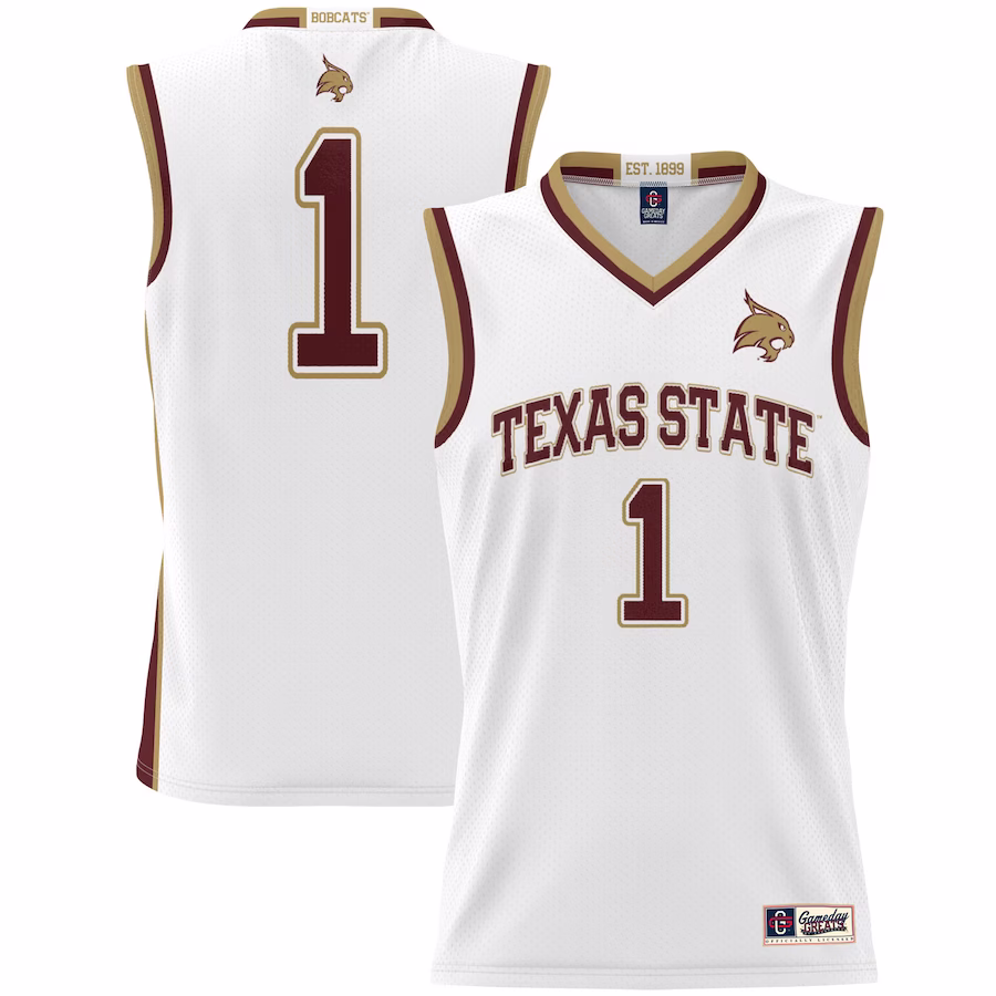 #1 Texas State Bobcats GameDay Greats Unisex Lightweight Basketball Jersey - White - SUjersey01