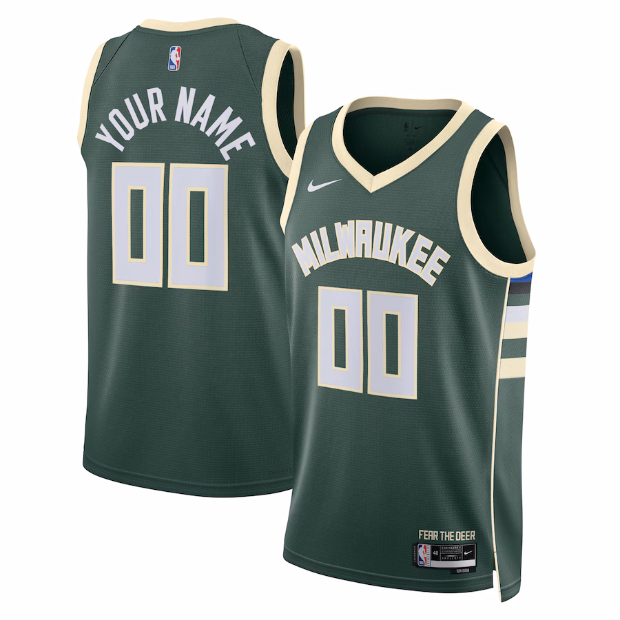 Unisex Milwaukee Bucks Nike Hunter Green Swingman Custom Jersey - Icon Edition - SUjersey01