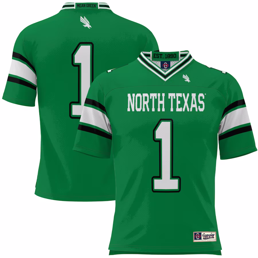 #1 North Texas Mean Green GameDay Greats Youth Football Jersey - Kelly Green - SUjersey01