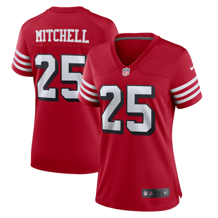 Women's San Francisco 49ers Elijah Mitchell Nike Scarlet Alternate Team Game Jersey - SUjersey01