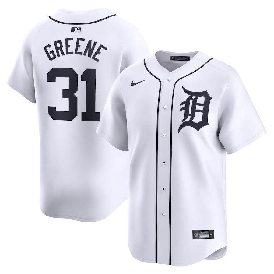 Men's Detroit Tigers Riley Greene Nike White Home Limited Player Jersey - SUjersey01