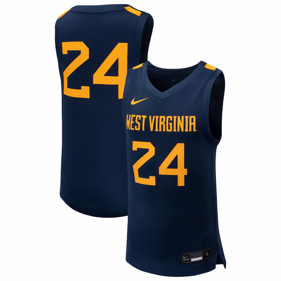 Youth Nike #24 Navy West Virginia Mountaineers Team Replica Basketball Jersey - SUjersey01