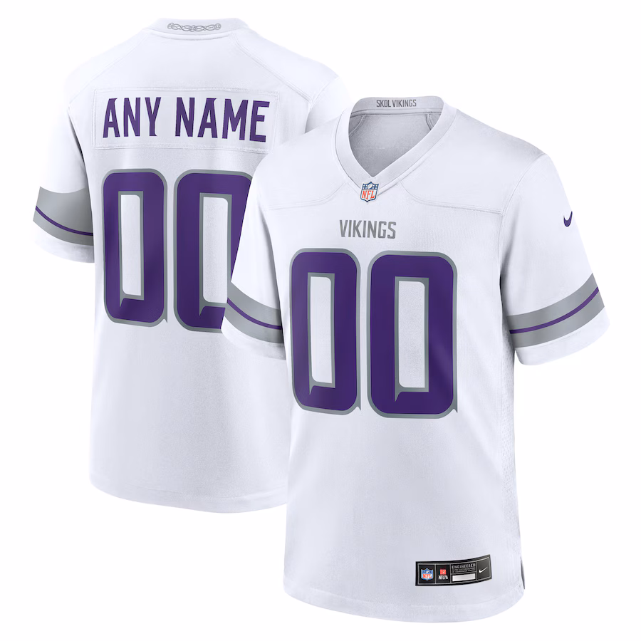 Men's Minnesota Vikings Nike White Alternate Custom Game Jersey - SUjersey01