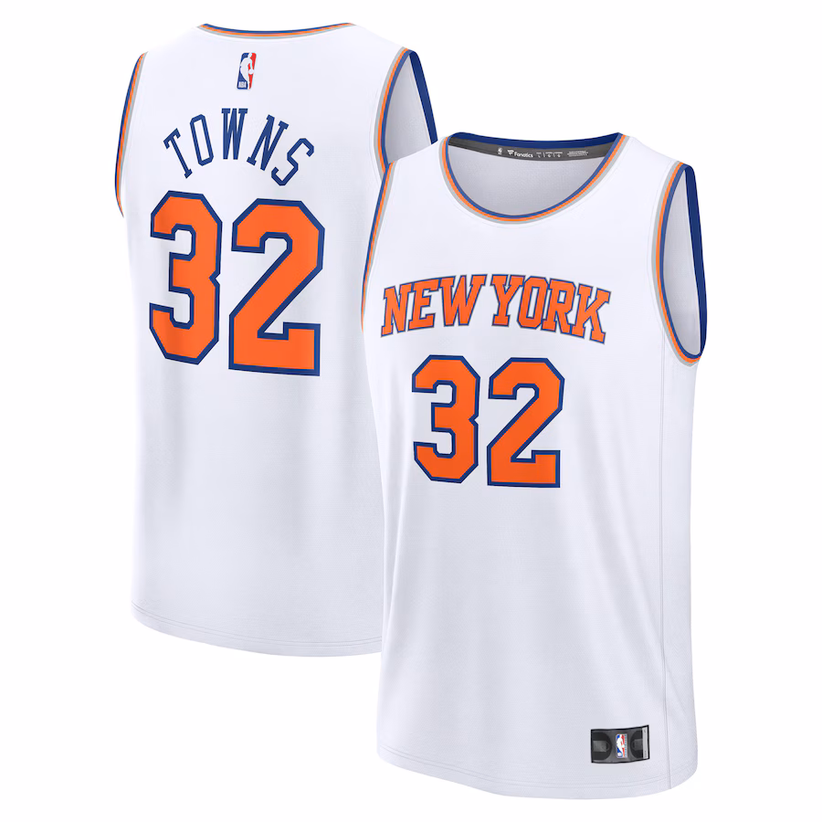 Men's New York Knicks Karl-Anthony Towns Fanatics White Fast Break Replica Player Jersey - Association Edition - SUjersey01