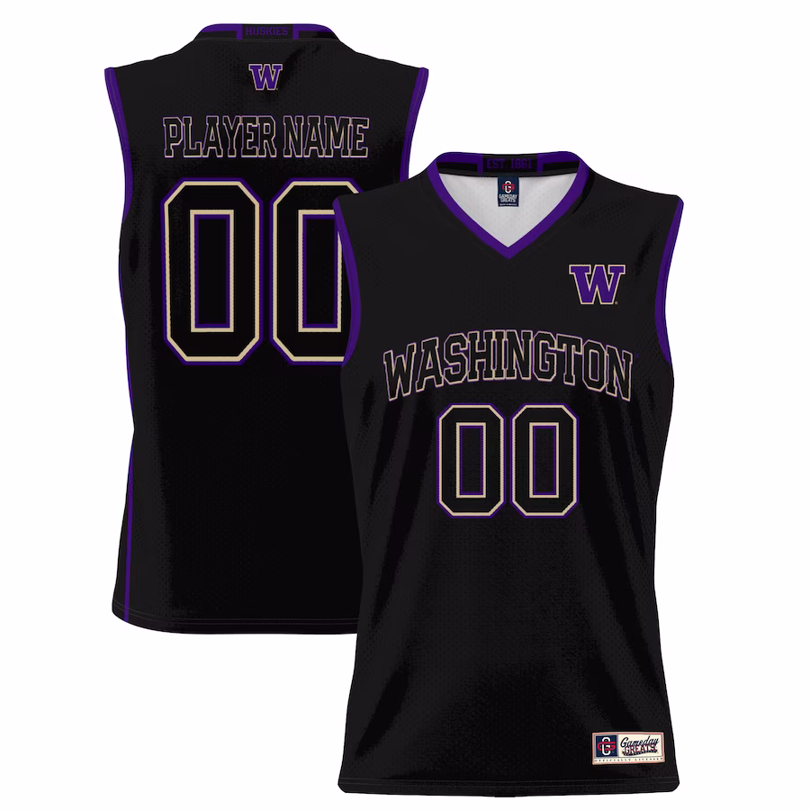 Washington Huskies GameDay Greats Youth NIL Pick-A-Player Lightweight Basketball Jersey - Black - SUjersey01