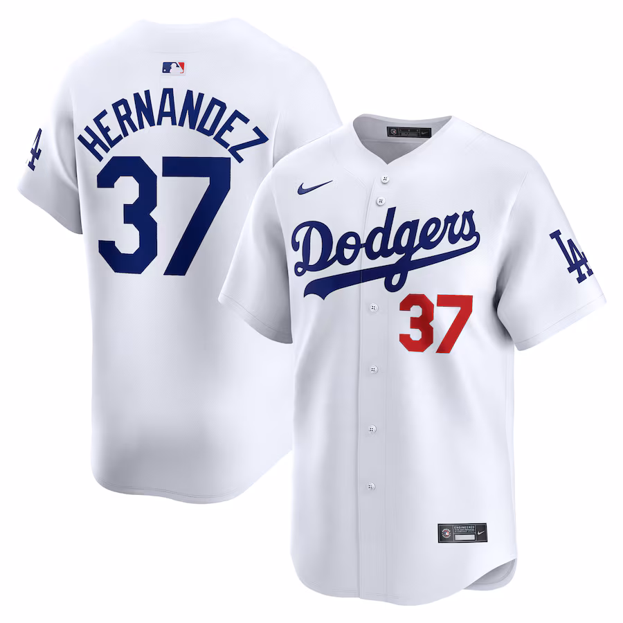 Men's Los Angeles Dodgers Teoscar Hernández Nike White Home Limited Player Jersey - SUjersey01