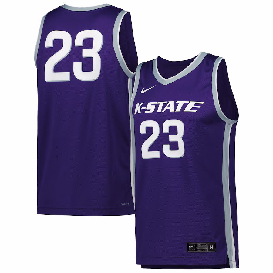 Men's Nike #23 Purple Kansas State Wildcats Replica Basketball Jersey - SUjersey01