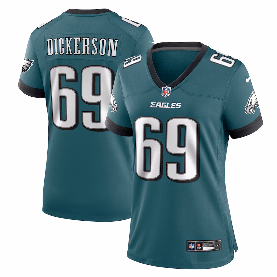 Women's Philadelphia Eagles Landon Dickerson Nike Midnight Green Team Game Jersey - SUjersey01